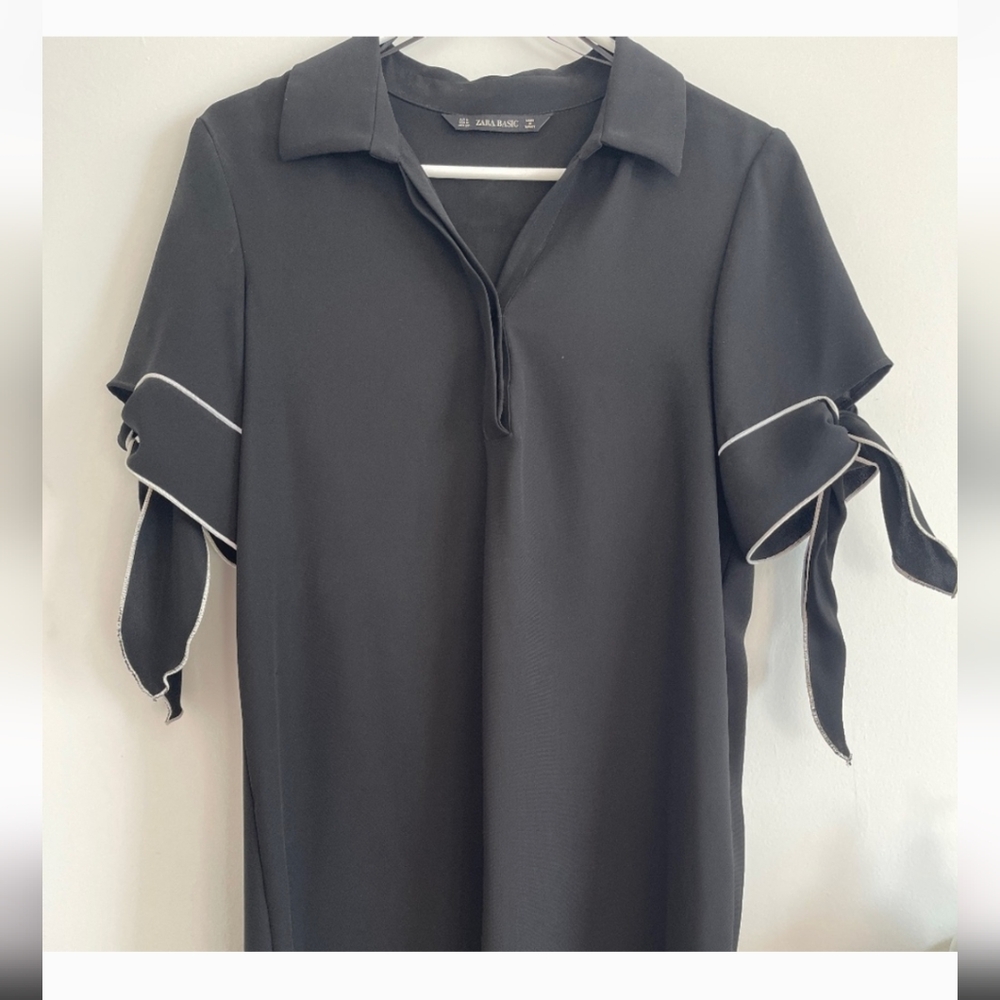 Elegant Black Women's Top with Tie Sleeves